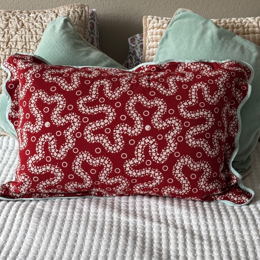 Red Patterned Decorative Pillow